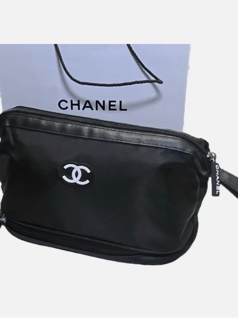 CHANEL VIP GWP nylon black cosmetic / essentials bag CC Zip
